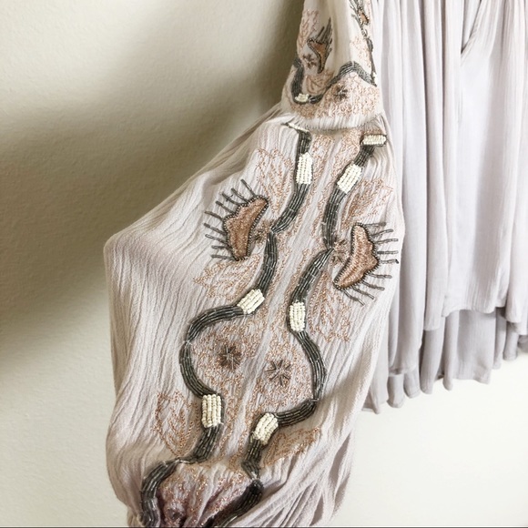 Free People Boho Embellished Oversized Flowy Top S - Picture 6 of 8